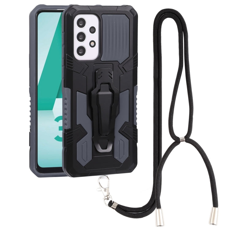 For Samsung Galaxy A33 5G Lanyard Mecha Armor Kickstand PC + TPU Phone Case