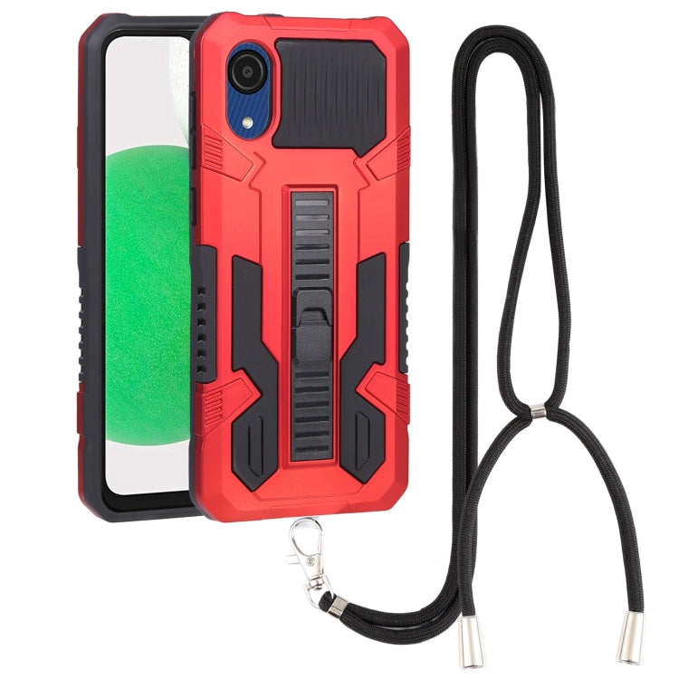 For Samsung Galaxy A03 Core Vanguard Lanyard Kickstand TPU + PC Phone Case