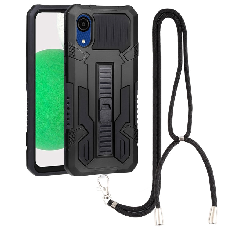 For Samsung Galaxy A03 Core Vanguard Lanyard Kickstand TPU + PC Phone Case