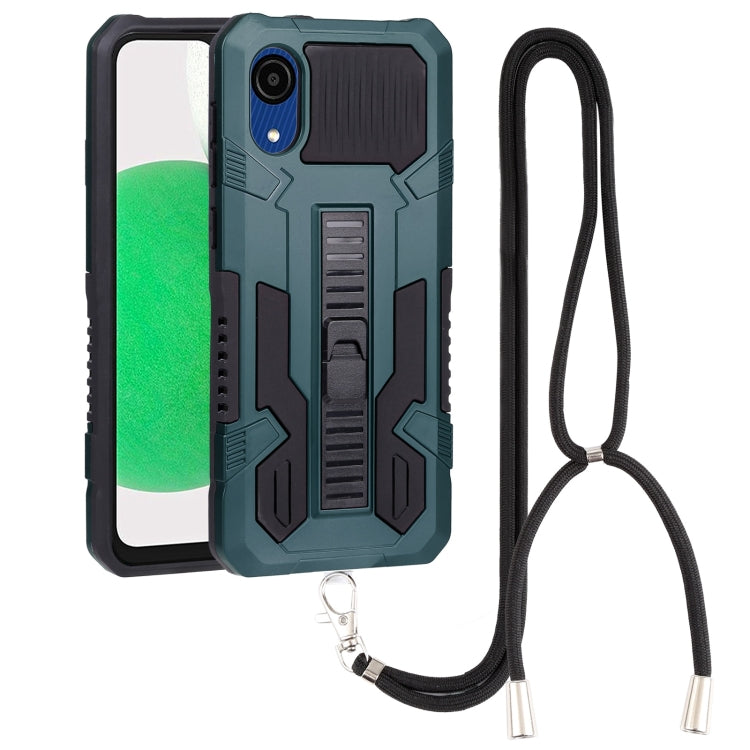 For Samsung Galaxy A03 Core Vanguard Lanyard Kickstand TPU + PC Phone Case