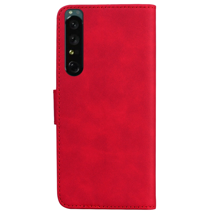 For Sony Xperia 1 IV Skin Feel Pure Color Flip Leather Phone Case