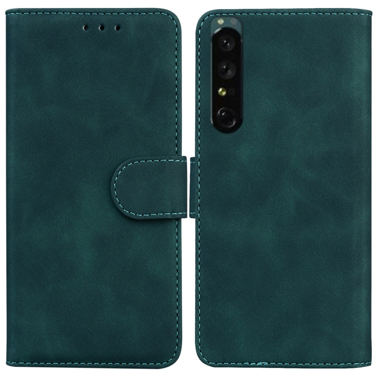 For Sony Xperia 1 IV Skin Feel Pure Color Flip Leather Phone Case