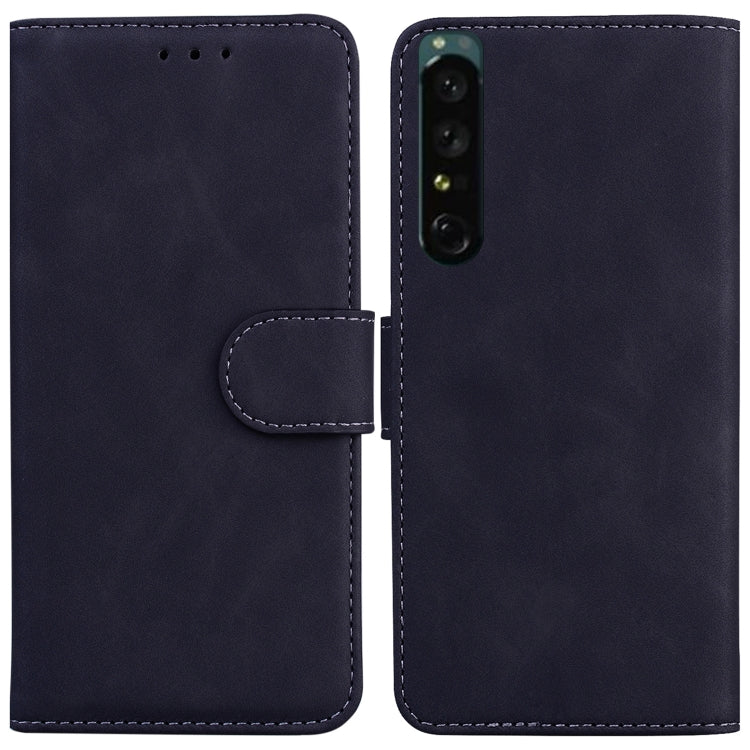 For Sony Xperia 1 IV Skin Feel Pure Color Flip Leather Phone Case