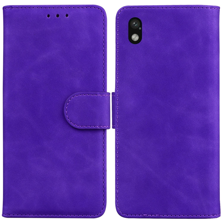 For Sony Xperia Ace III Skin Feel Pure Color Flip Leather Phone Case
