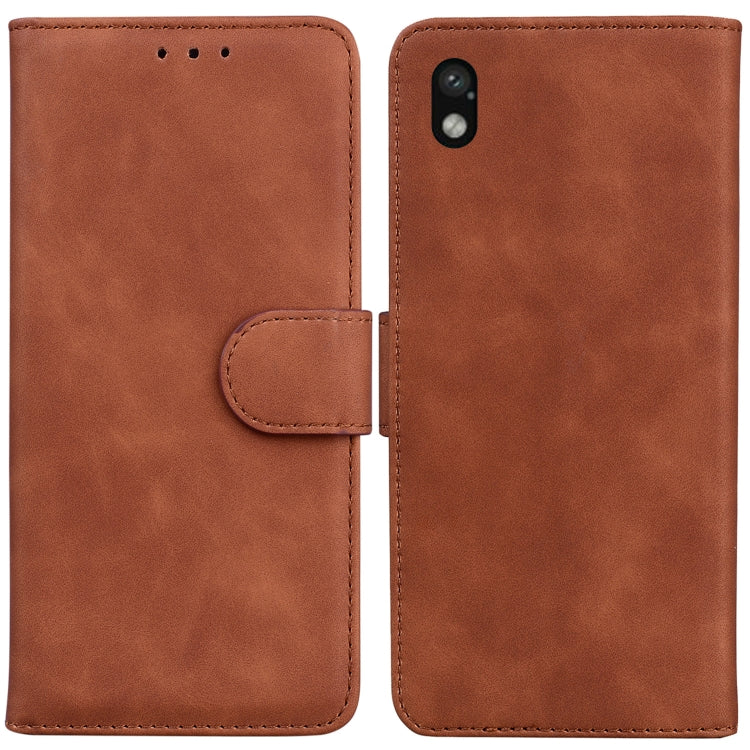 For Sony Xperia Ace III Skin Feel Pure Color Flip Leather Phone Case