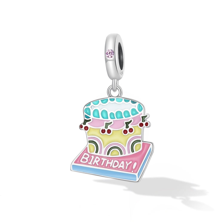 S925 Sterling Silver Cherry Cream Cake Pendant DIY Bracelet Necklace Accessories