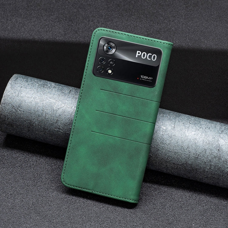 For Xiaomi Poco M4 Pro 5G BF10 Color Block Magnetic Flip Leather Phone Case