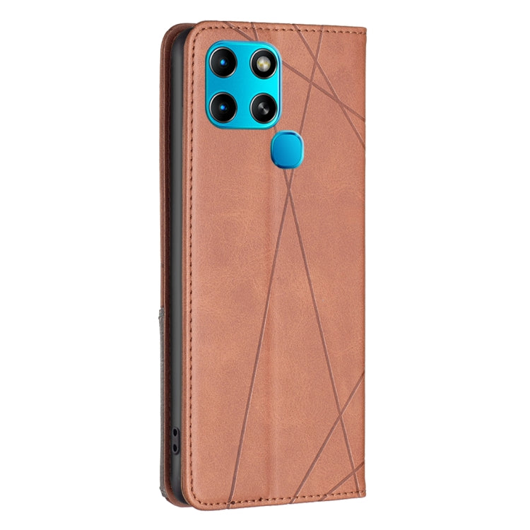For Infinix Smart 6 Rhombus Texture Magnetic Leather Phone Case