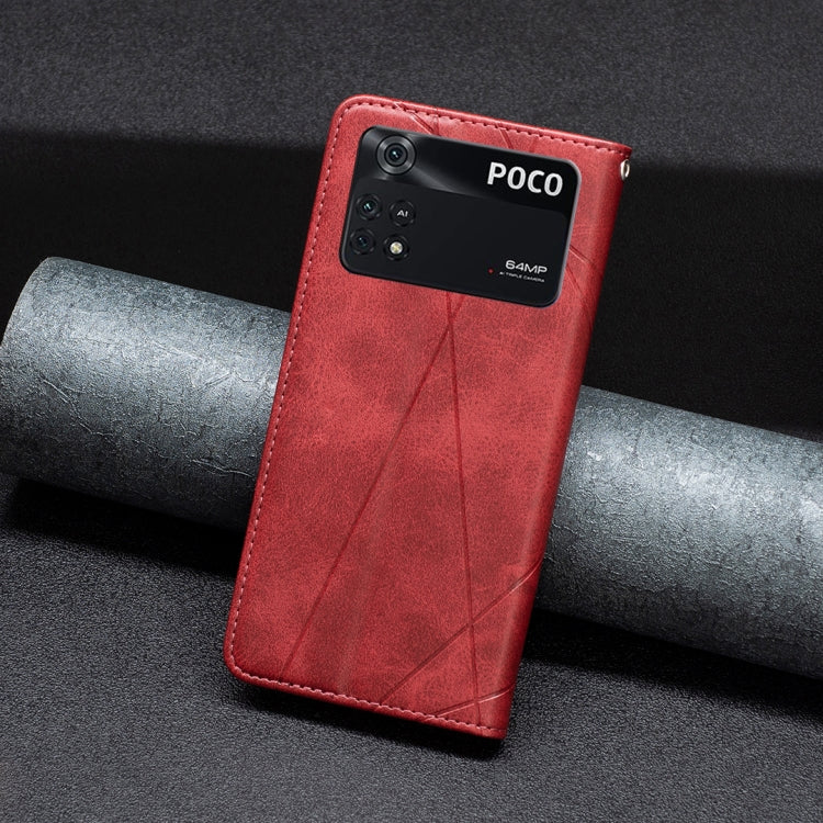 For Xiaomi Poco M4 Pro Rhombus Texture Magnetic Leather Phone Case