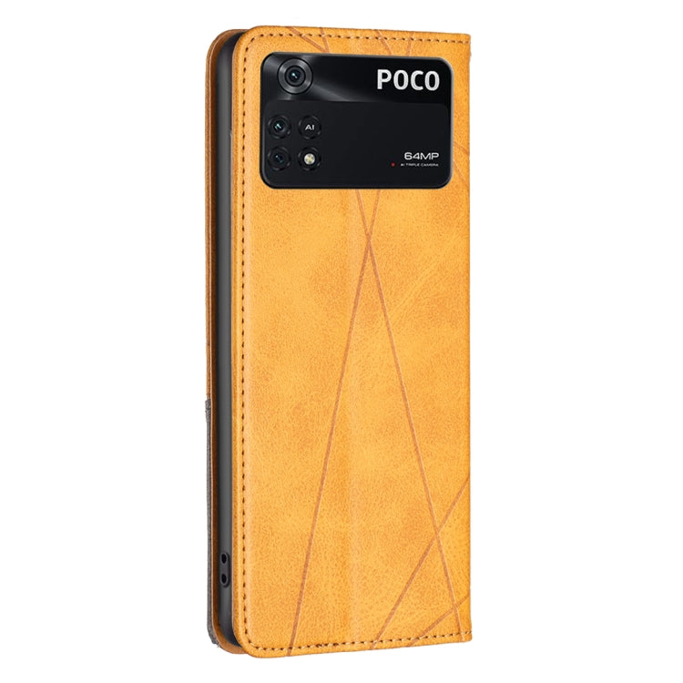 For Xiaomi Poco M4 Pro Rhombus Texture Magnetic Leather Phone Case