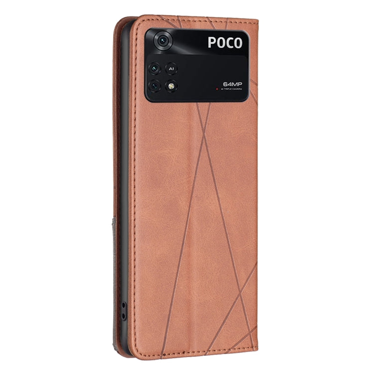 For Xiaomi Poco M4 Pro Rhombus Texture Magnetic Leather Phone Case