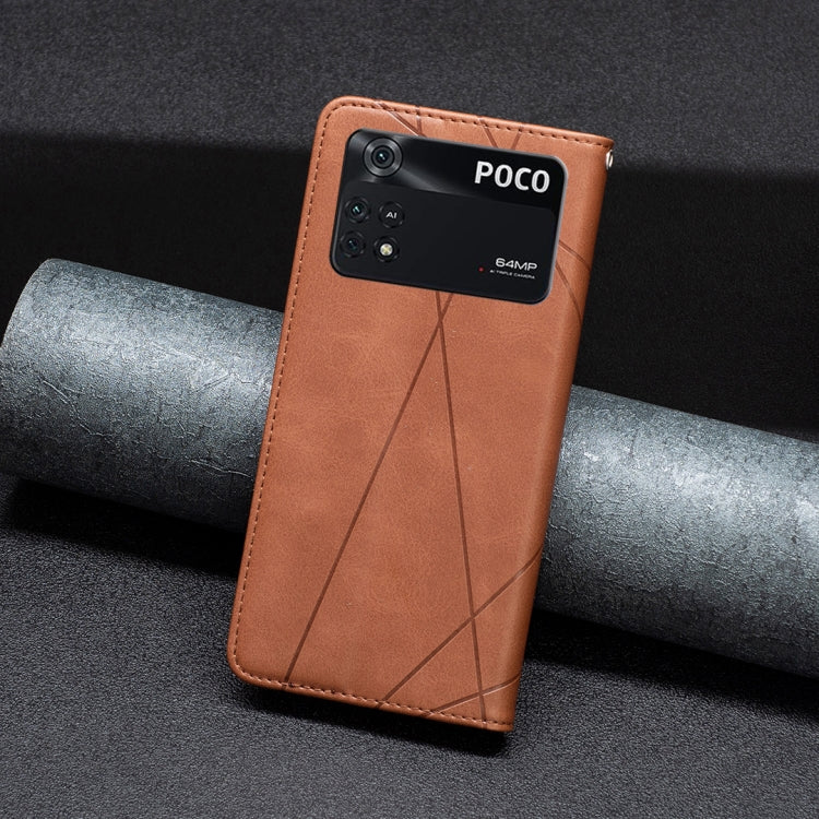 For Xiaomi Poco M4 Pro Rhombus Texture Magnetic Leather Phone Case