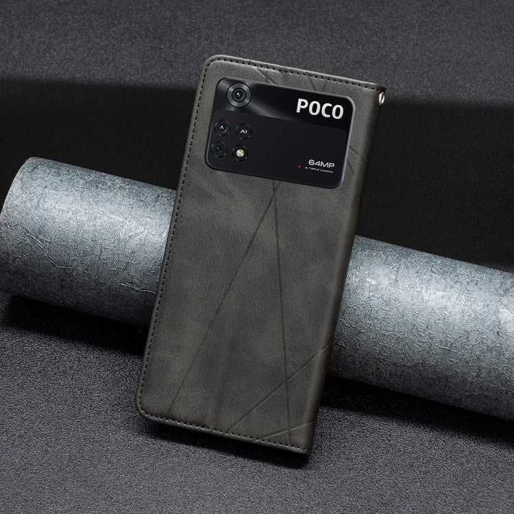For Xiaomi Poco M4 Pro Rhombus Texture Magnetic Leather Phone Case