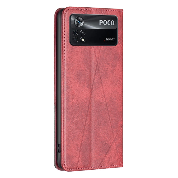 For Xiaomi Poco M4 Pro 5G Rhombus Texture Magnetic Leather Phone Case