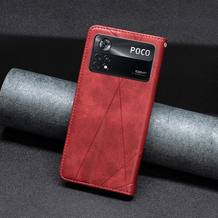 For Xiaomi Poco M4 Pro 5G Rhombus Texture Magnetic Leather Phone Case