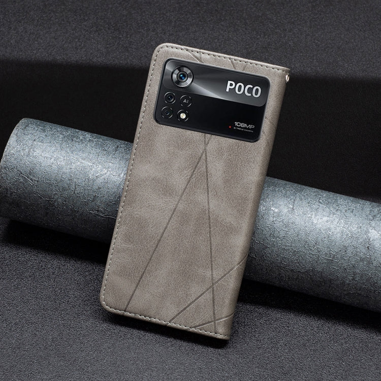 For Xiaomi Poco M4 Pro 5G Rhombus Texture Magnetic Leather Phone Case