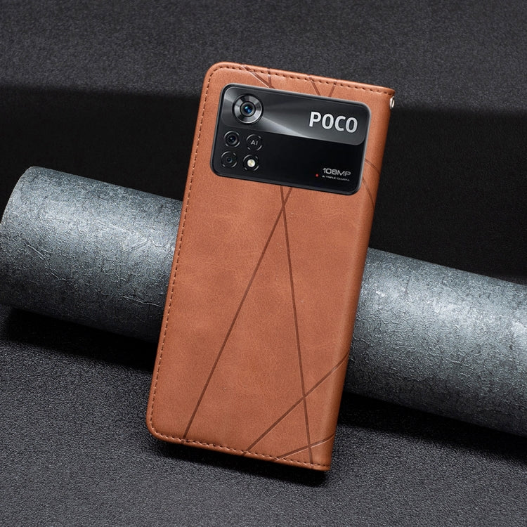 For Xiaomi Poco M4 Pro 5G Rhombus Texture Magnetic Leather Phone Case