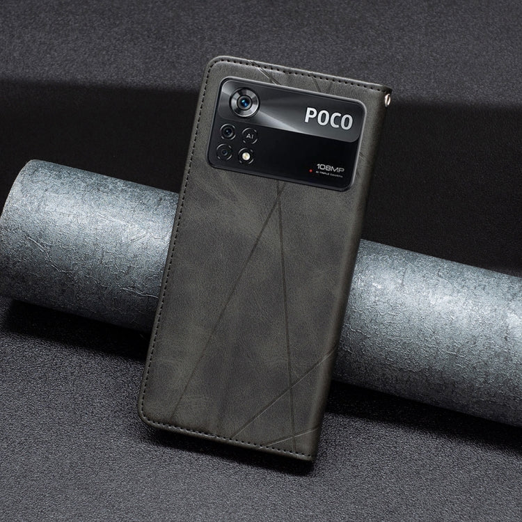 For Xiaomi Poco M4 Pro 5G Rhombus Texture Magnetic Leather Phone Case