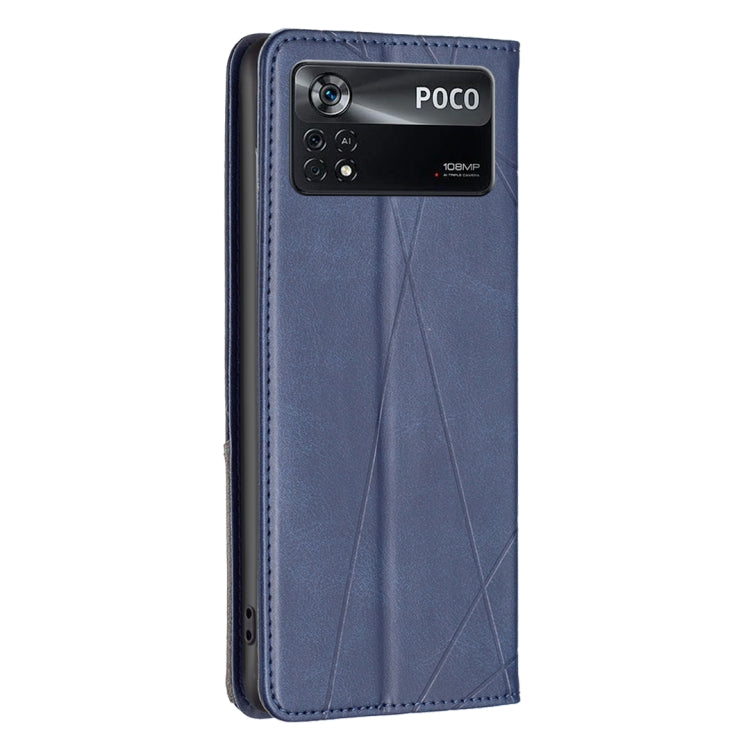 For Xiaomi Poco M4 Pro 5G Rhombus Texture Magnetic Leather Phone Case