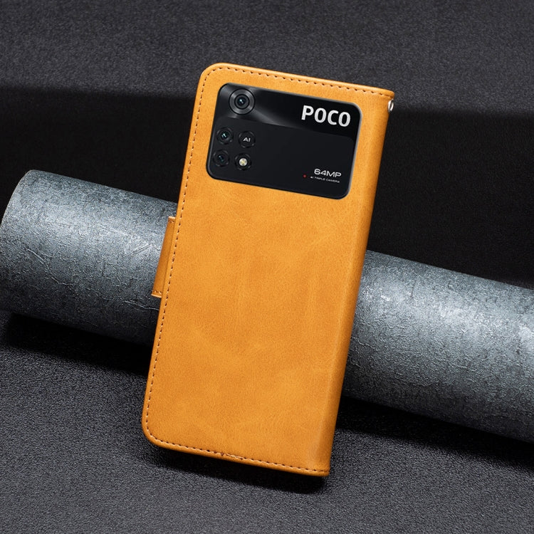 For Xiaomi Poco M4 Pro Lambskin Texture Pure Color Flip Leather Phone Case