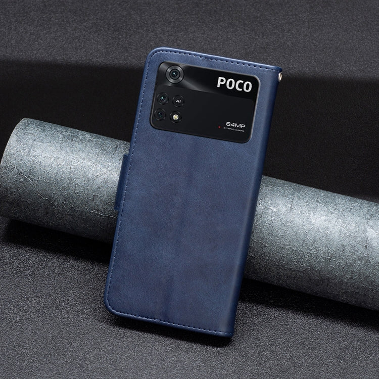 For Xiaomi Poco M4 Pro Lambskin Texture Pure Color Flip Leather Phone Case