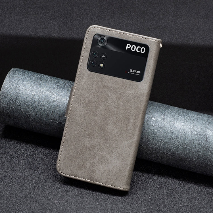 For Xiaomi Poco M4 Pro Lambskin Texture Pure Color Flip Leather Phone Case