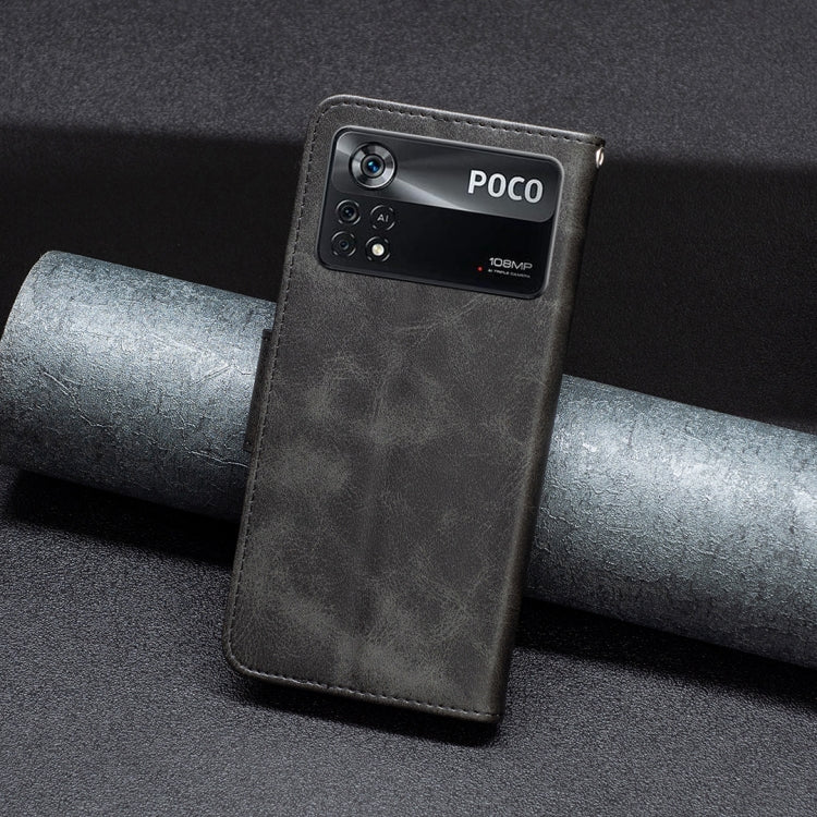 For Xiaomi Poco M4 Pro 5G Lambskin Texture Pure Color Flip Leather Phone Case