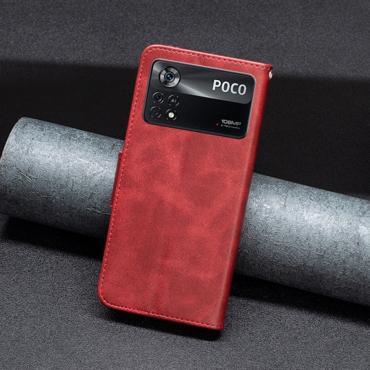 For Xiaomi Poco M4 Pro 5G Lambskin Texture Pure Color Flip Leather Phone Case