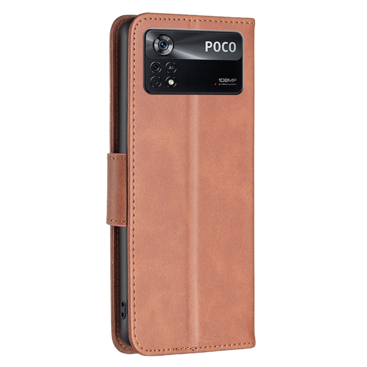 For Xiaomi Poco M4 Pro 5G Lambskin Texture Pure Color Flip Leather Phone Case