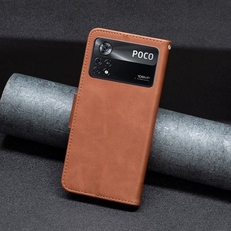 For Xiaomi Poco M4 Pro 5G Lambskin Texture Pure Color Flip Leather Phone Case