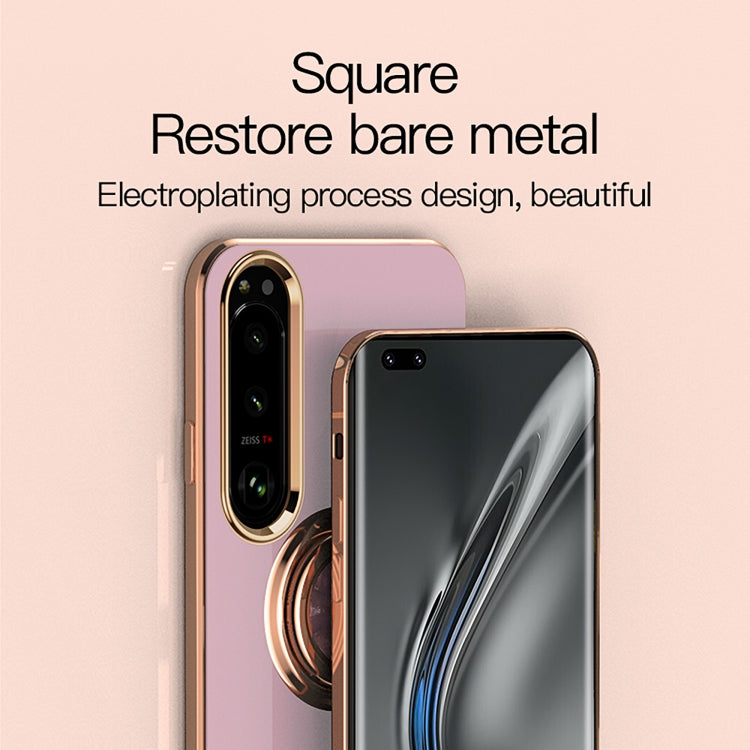 For Sony Xperia 1 IV 6D Electroplating Full Coverage Silicone Protective Case with Magnetic Ring Holder