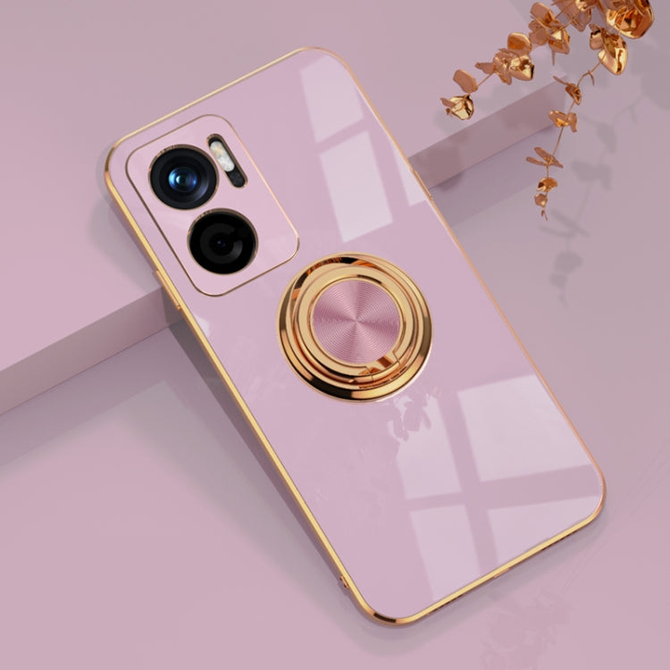 For Xiaomi Redmi Note 11E 6D Electroplating Full Coverage Silicone Protective Case with Magnetic Ring Holder