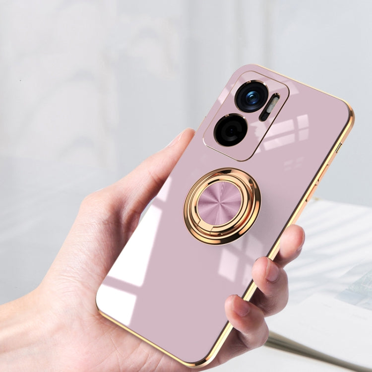For Xiaomi Redmi Note 11E 6D Electroplating Full Coverage Silicone Protective Case with Magnetic Ring Holder
