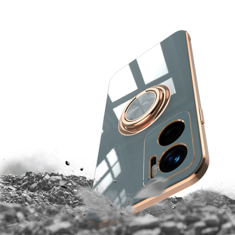 For Xiaomi Redmi Note 11E 6D Electroplating Full Coverage Silicone Protective Case with Magnetic Ring Holder