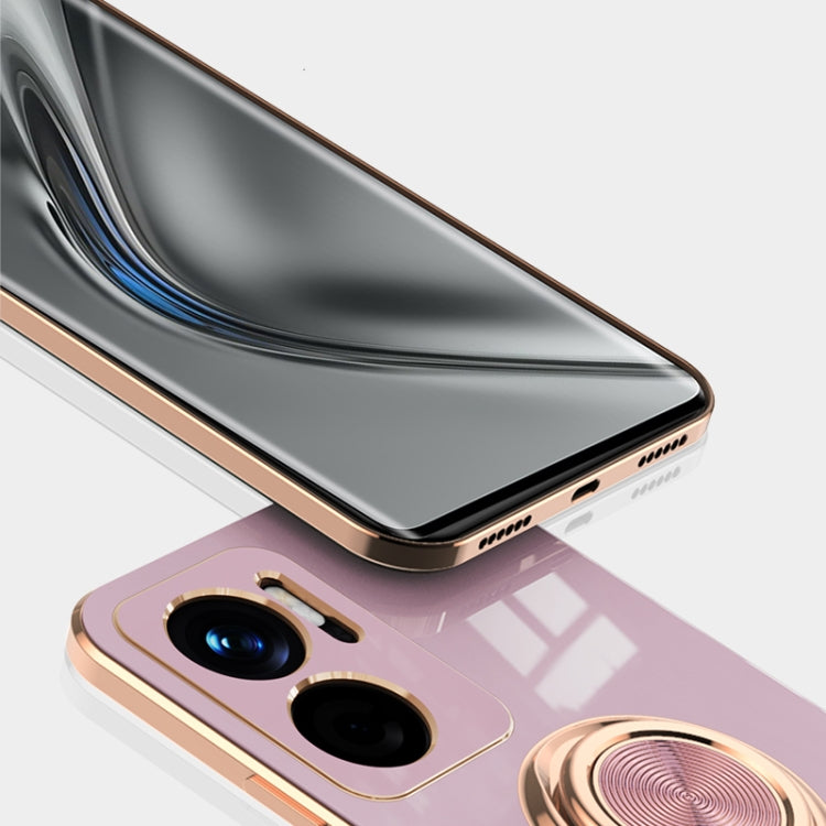 For Xiaomi Redmi Note 11E 6D Electroplating Full Coverage Silicone Protective Case with Magnetic Ring Holder