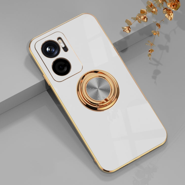 For Xiaomi Redmi Note 11E 6D Electroplating Full Coverage Silicone Protective Case with Magnetic Ring Holder