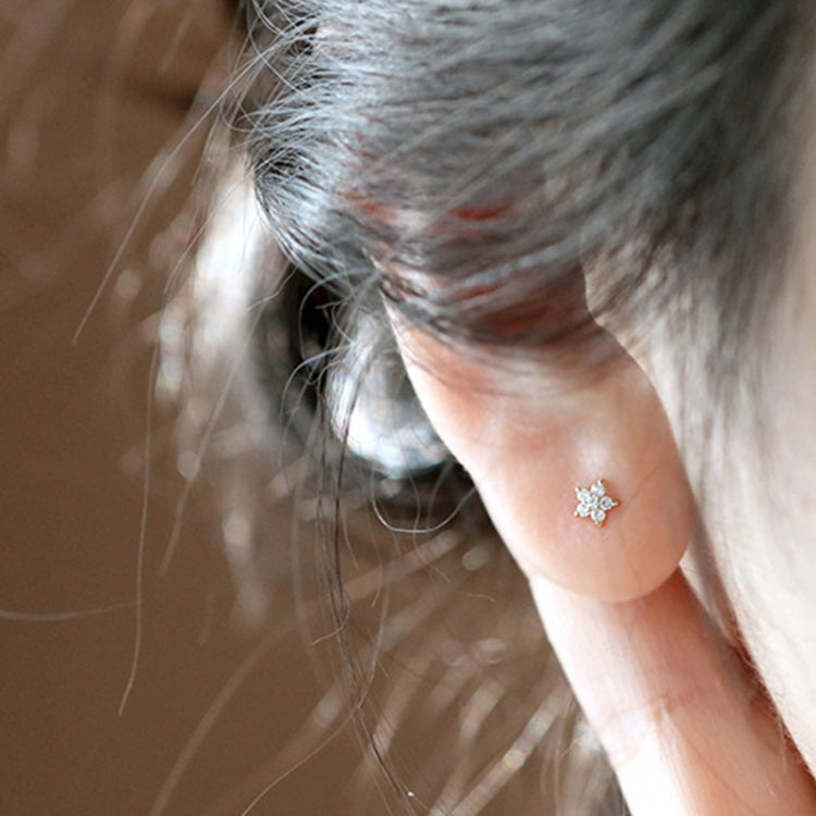 S925 Sterling Silver Mini Flower Ear Stud Women Earrings