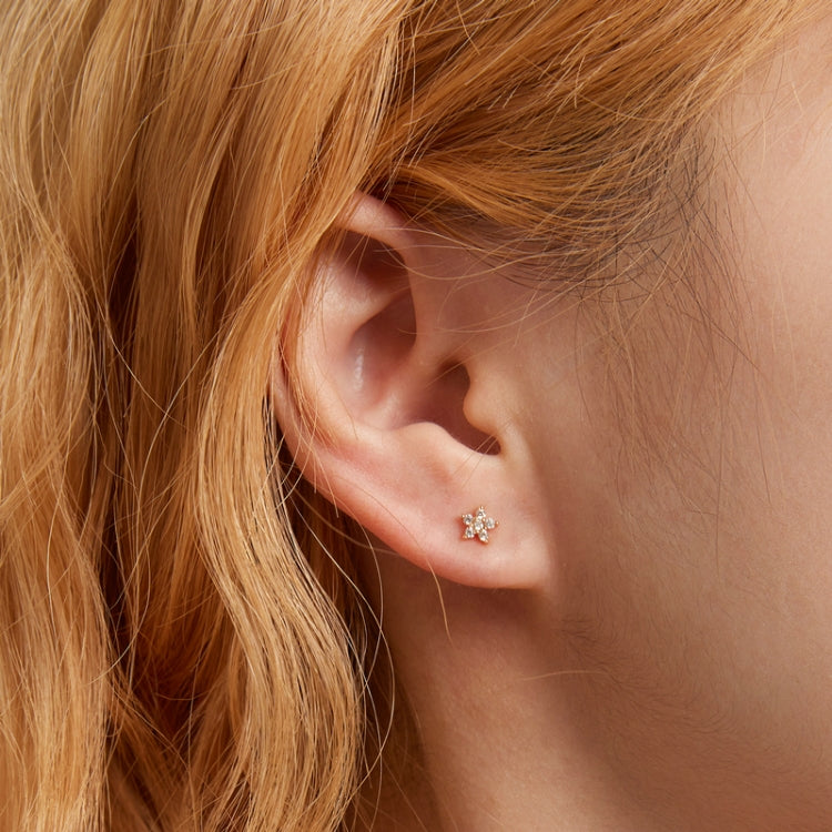 S925 Sterling Silver Mini Flower Ear Stud Women Earrings