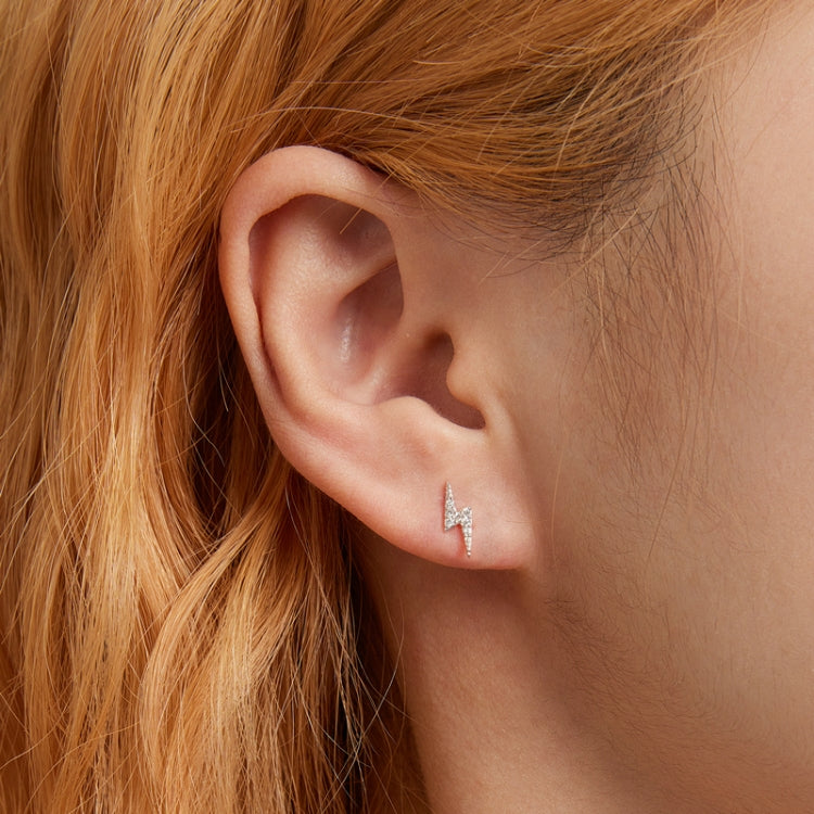 S925 Sterling Silver Mini Lightning Ear Stud Women Earrings
