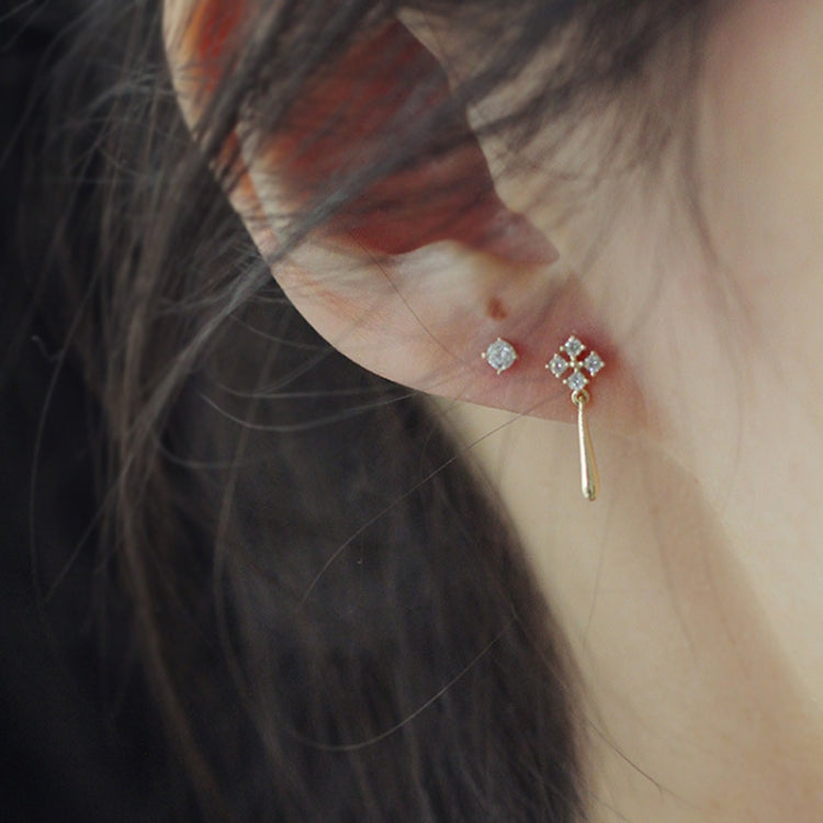 S925 Sterling Silver Bright Ear Stud Women Earrings