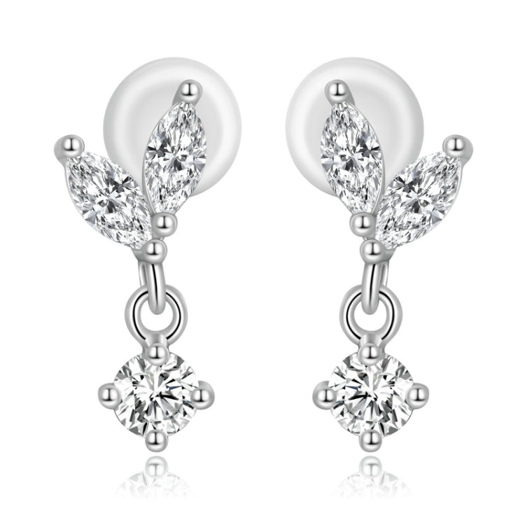 S925 Sterling Silver Delicate Leaves Ear Stud Women Earrings