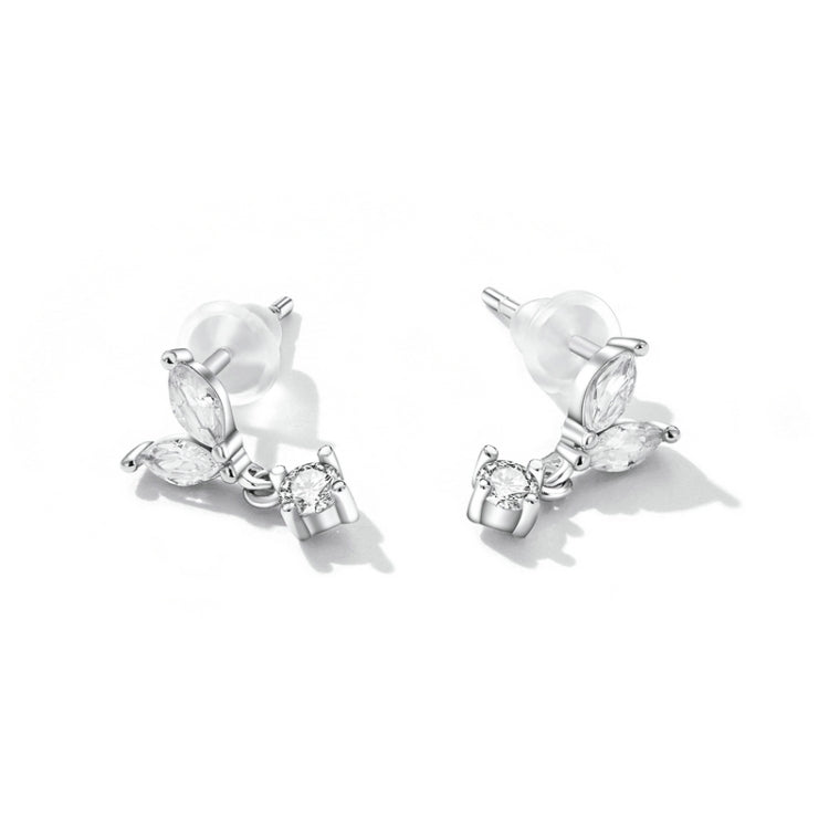 S925 Sterling Silver Delicate Leaves Ear Stud Women Earrings
