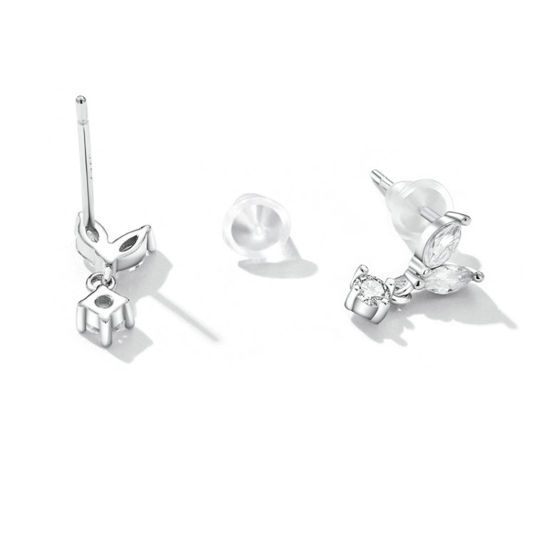 S925 Sterling Silver Delicate Leaves Ear Stud Women Earrings