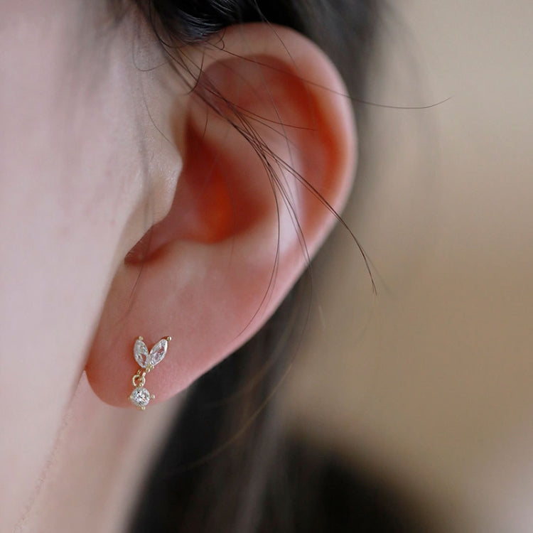 S925 Sterling Silver Delicate Leaves Ear Stud Women Earrings