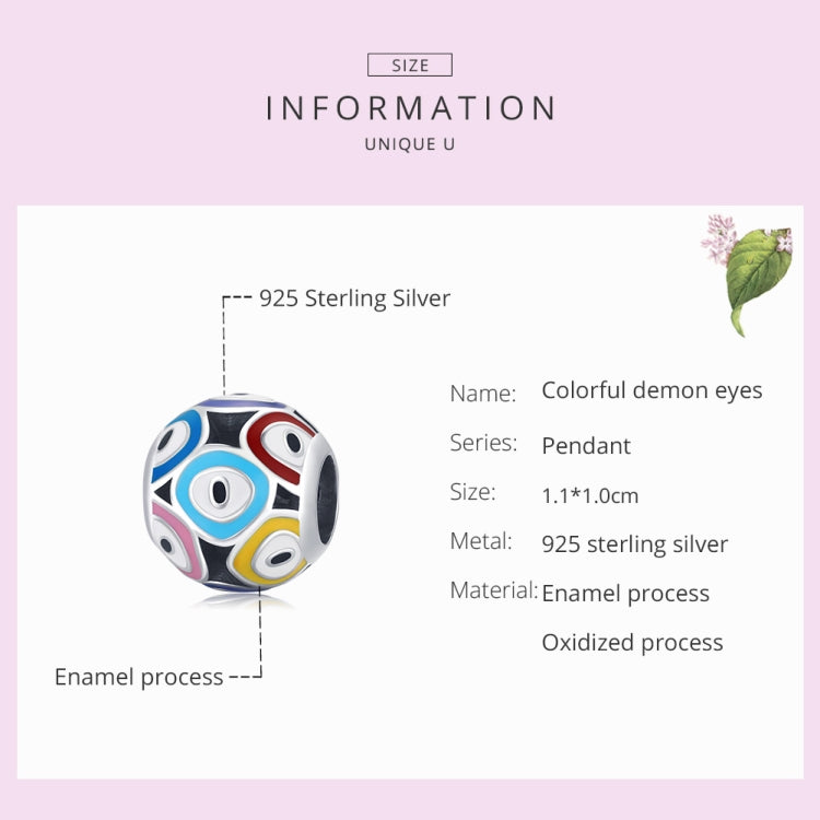 S925 Sterling Silver Colorful Devil Eye Beads DIY Bracelet Necklace Accessories