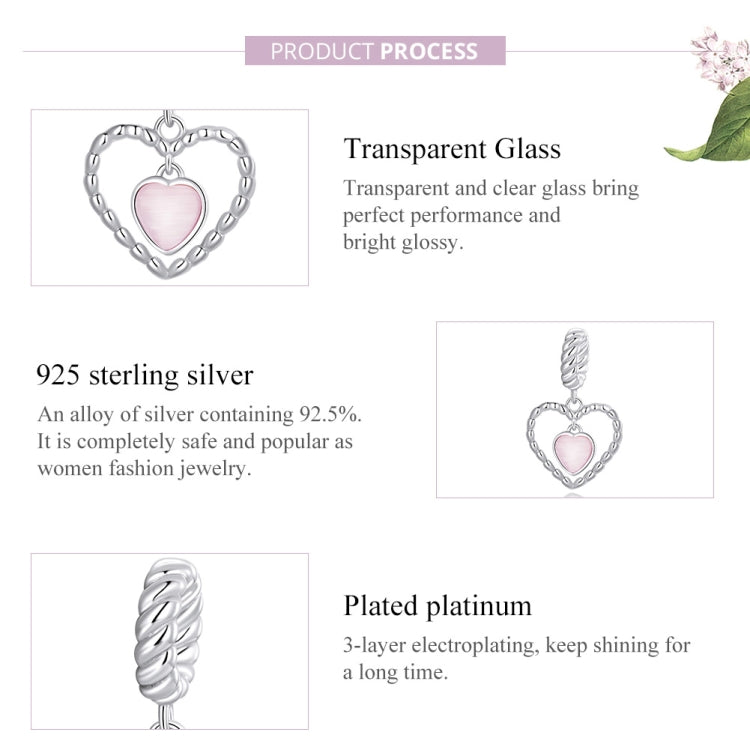 S925 Sterling Silver Exquisite Heart Pendant DIY Bracelet Necklace Accessories