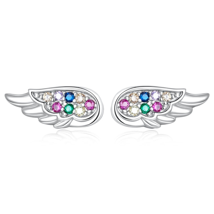 S925 Sterling Silver Colorful Zircon Wing Ear Stud Women Earrings