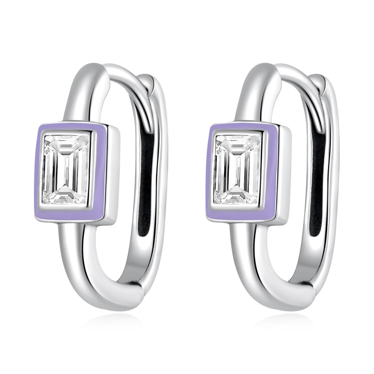 S925 Sterling Silver Square Zircon Ear Buckle Women Earrings