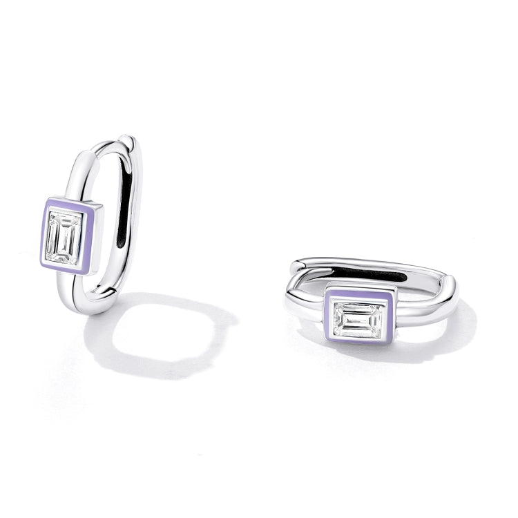 S925 Sterling Silver Square Zircon Ear Buckle Women Earrings