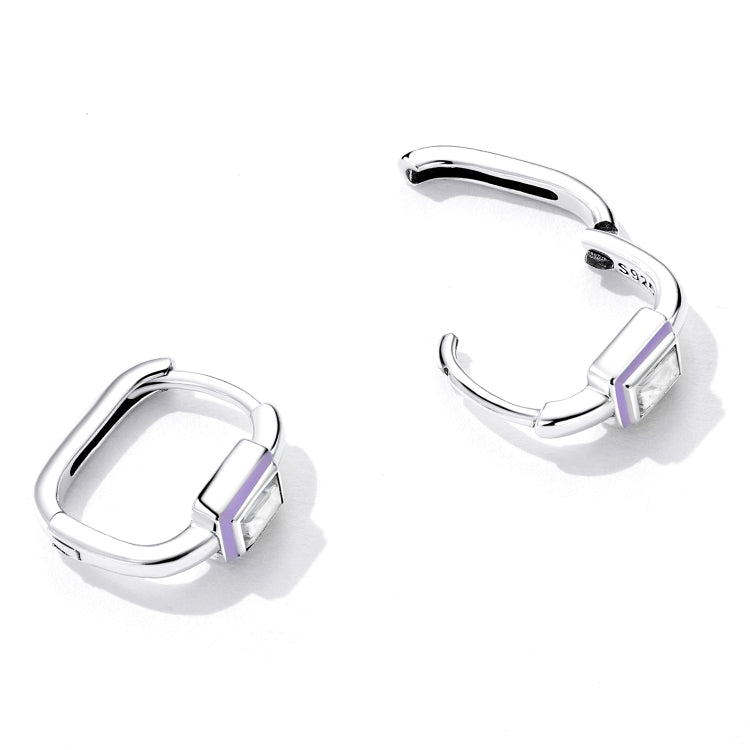 S925 Sterling Silver Square Zircon Ear Buckle Women Earrings